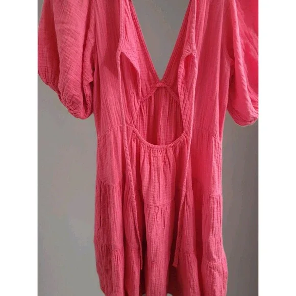 Xírena Nissa Mini Dress Pink Cotton Boho Tiered Summer Size Small Beach Vacation - Picture 9 of 10